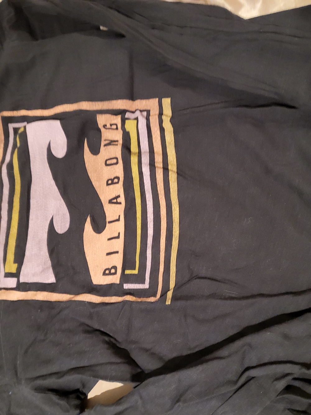 Billabong Black Tee with Pastel Wave Graphic